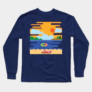 Sunbathing in the world best beach Long Sleeve T-Shirt